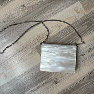 Elegant White Clutch with Chain Strap